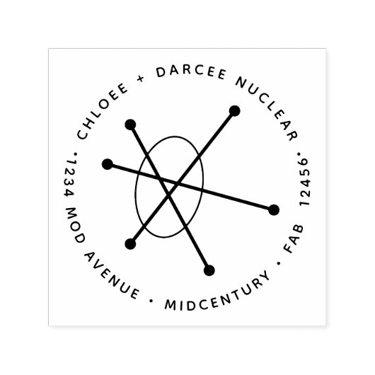 Middeleeuws modern minimalistisch atoomatoom zelfinktende stempel (Design)