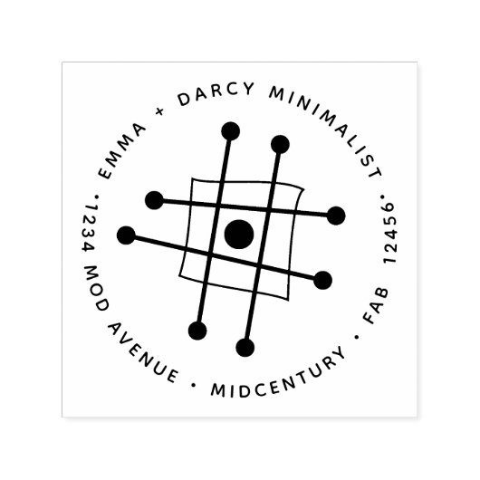 Middeleeuws modern minimalistisch atoomvierkant at zelfinktende stempel (Design)