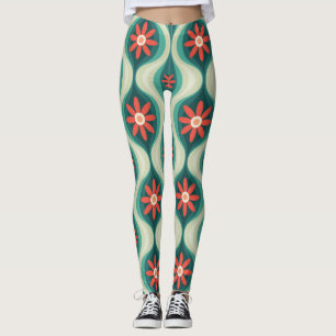 Middeleeuws modern: Oranje bloemen Abstract Leggings