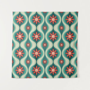 Middeleeuws modern: Oranje bloemen Abstract Wandkleed