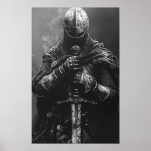 Middeleeuws Ridder Holding Sword Poster