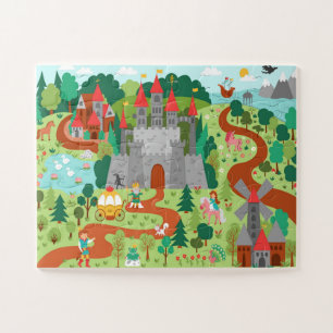 Middeleeuws Sprookjes Koninkrijk Fantasie Kasteel Legpuzzel