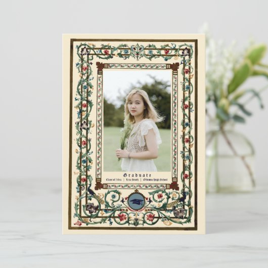  "middeleeuws" verlicht Afstuderen Kaart (Staand voorkant)