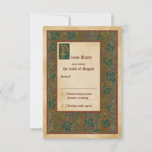 Middeleeuws Verlicht Manuscript Bruiloft RSVP antw Kaartje