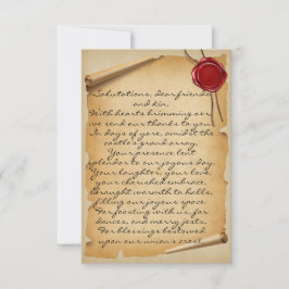 Middeleeuws verouderd Scroll Wax Seal Bruiloft Dan Bedankkaart