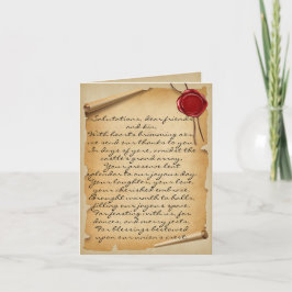 Middeleeuws verouderd Scroll Wax Seal Bruiloft Dan Bedankkaart