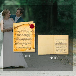 Middeleeuws verouderd Scroll Wax Seal Bruiloft Dan Bedankkaart