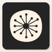 Middeleeuwse atoomdot Cute Retro Black en Cream Vierkante Kartonnen Onderzetter (Voorkant)
