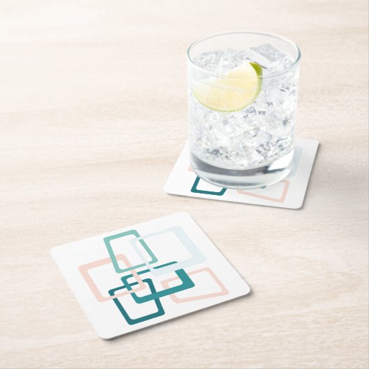 Middeleeuwse atoomtijdperken Rechthoeken Blauwgroe Vierkante Kartonnen Onderzetter (Insitu)