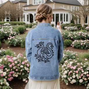 Middeleeuwse Basilisk Sigil Fantasy Heraldiek Myth Denim Jacket