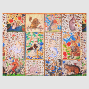 MIDDELEEUWSE BESTIAIRE SPELEN MUZIEKINSTRUMENTEN R TISSUEPAPIER