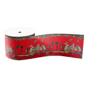 MIDDELEEUWSE BESTIARIUM MAKT MUZIEK,Konijn,Hond ,R Grosgrain Lint