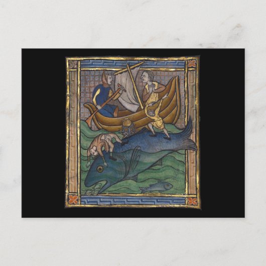 Middeleeuwse Bestiary Whale 1270 Briefkaart (Voorkant)