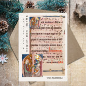 Middeleeuwse Bladmuziek Kerstmiskerststal Feestdagenkaart