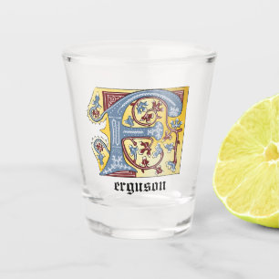 Middeleeuwse Blauwe en Rode Klimop Verluchte Lette Shot Glas