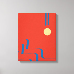 Middeleeuwse blauwe lijn, kunst van lijnen, kunst  canvas afdruk