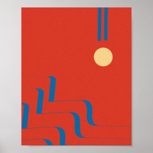 Middeleeuwse blauwe lijn, kunst van lijnen, kunst poster