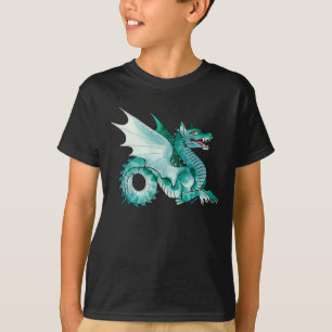 Middeleeuwse Blauwgroen waterdraak T-shirt