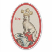 Middeleeuwse "Blep" Cat Custom-Cut Vinyl Sticker (Voorkant)