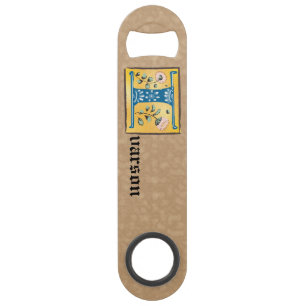 Middeleeuwse bloemverlichte letter I monogram Speed Flessenopener