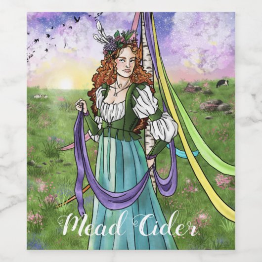 Middeleeuwse Boer Maypole Cider Wijn Etiket (Enkel label)