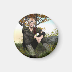 Middeleeuwse Bos Prins Fantasie Portret Magneet
