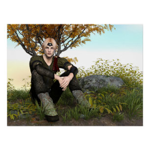 Middeleeuwse Bos Prins Fantasie Portret Perfect Poster