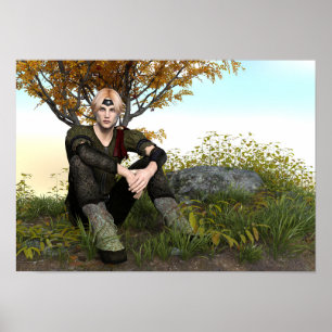 Middeleeuwse Bos Prins Fantasie Portret Poster