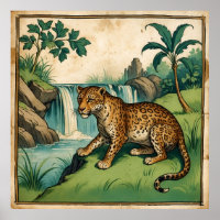 middeleeuwse charmante waterval luipaard