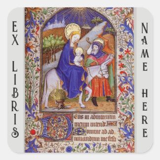 Middeleeuwse Christelijke boekenplank Vierkante Sticker