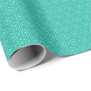Middeleeuwse Damast Diamanten, turquoise en aqua Cadeaupapier