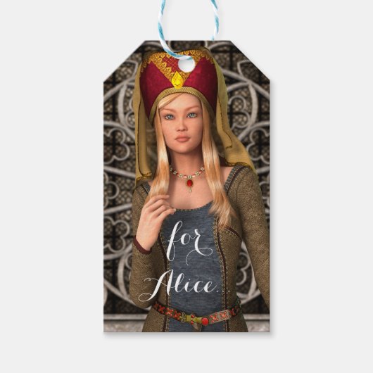 Middeleeuwse Dame Cadeaulabel (Voorkant)