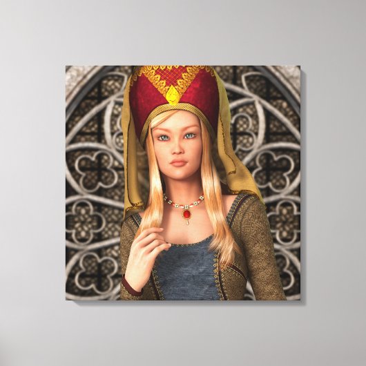 Middeleeuwse Dame Canvas Afdruk (Voorkant)