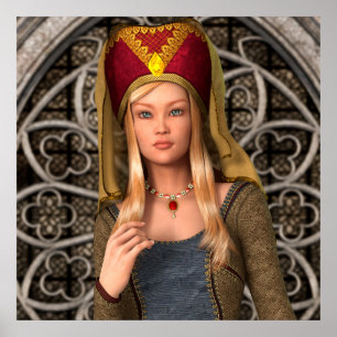 Middeleeuwse Dame Poster