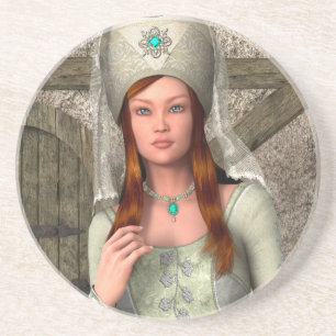 Middeleeuwse Dame  Zandsteen Onderzetter