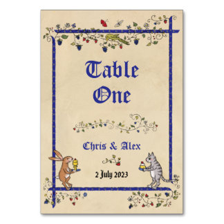 Middeleeuwse dieren tafel nr. kaart met naam van h