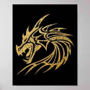 Middeleeuwse Draak Fantasy Mythische Tatoeage Game Poster