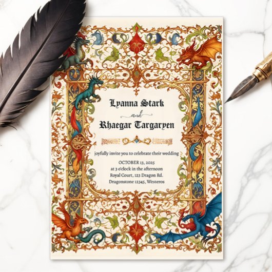 Middeleeuwse Dragon Invitation, het oude Manuscrip Kaart