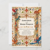 Middeleeuwse Dragon Invitation, het oude Manuscrip Kaart (Voorkant)