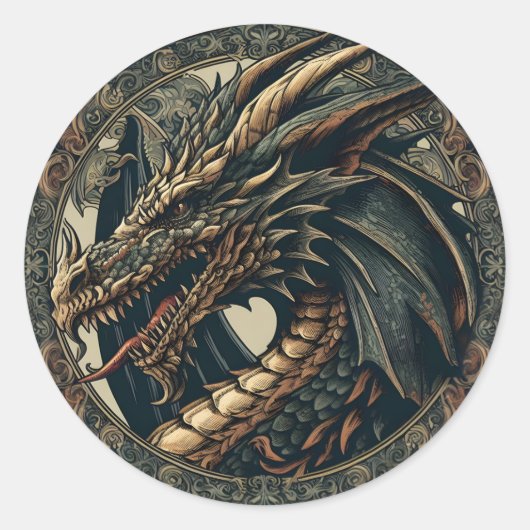 Middeleeuwse Dragon Sticker (Voorkant)