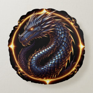 Middeleeuwse Draken Embleem Badge Voor Gamers Cade Rond Kussen