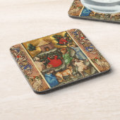 MIDDELEEUWSE DRUIVEN WIJNGAARD OOGST Antique Druiv Bier Onderzetter (Linkerzijde)