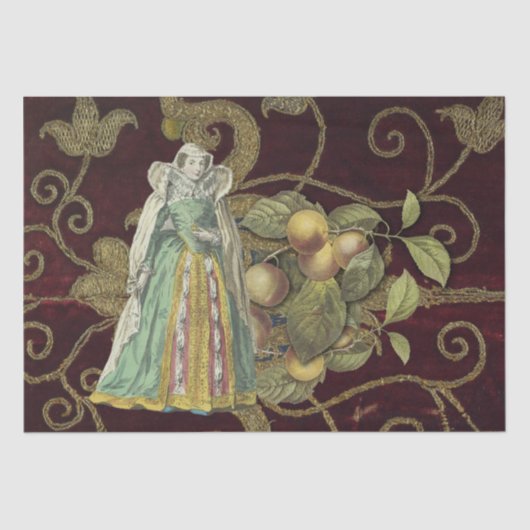 Middeleeuwse elegantie met gouden borduurwerk deco tissuepapier (Voorkant)