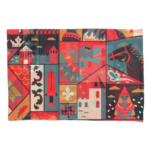 Middeleeuwse elegantie: naadloos patroonontwerp kussensloop (Voorkant)