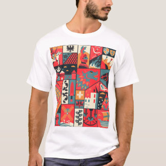Middeleeuwse elegantie: naadloos patroonontwerp t-shirt