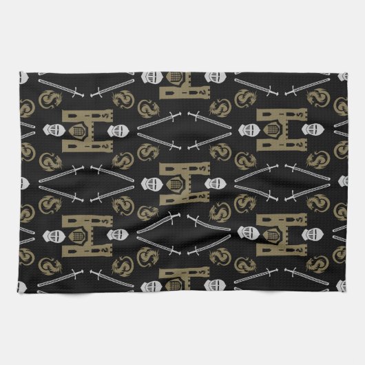 Middeleeuwse Engelse Ridder Draak Theedoek (Horizontaal)