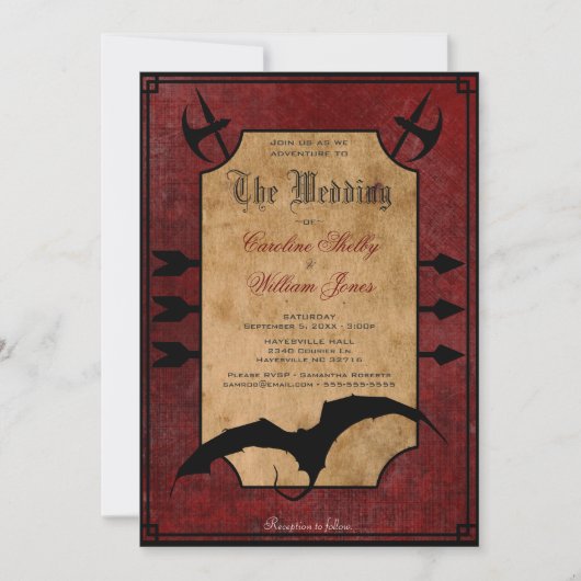 Middeleeuwse Fantasie Draak Trouw Uitnodiging (Voorkant)