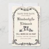 Middeleeuwse fantasie Middeleeuwen gravure Save The Date (Voorkant)