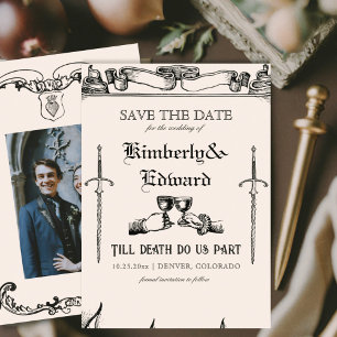 Middeleeuwse fantasie Middeleeuwen gravure Save The Date