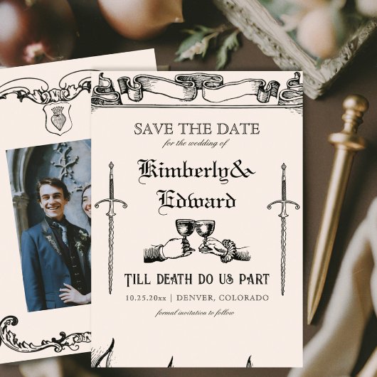 Middeleeuwse fantasie Middeleeuwen gravure Save The Date